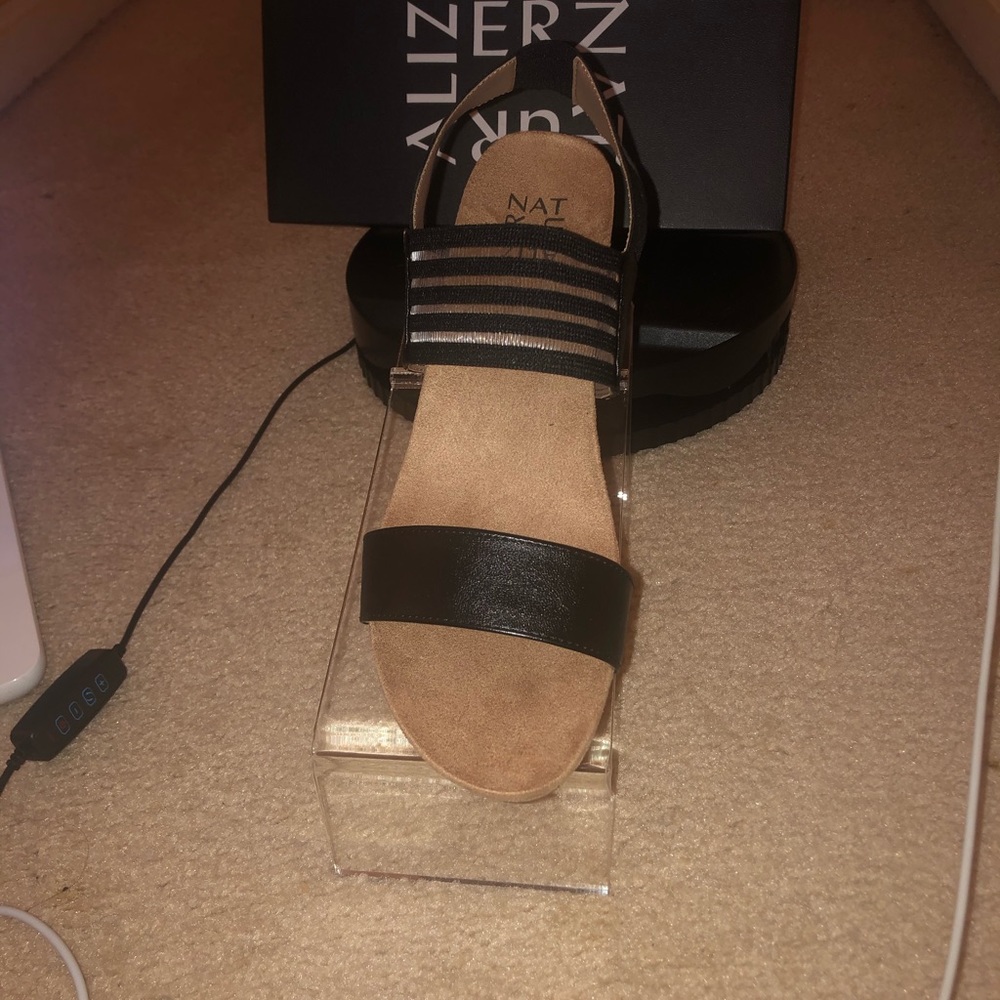 Black Madrid sandal wedge